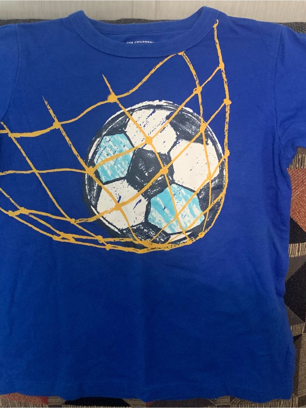 The Children's Place Blue Soccer Graphic Tee with Yellow Net